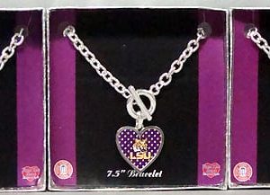 LSU Boxed Heart Toggle Necklace