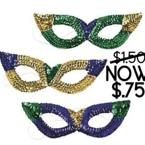 Purple Green & Gold Mardi Gras Sequin Cateye Mask