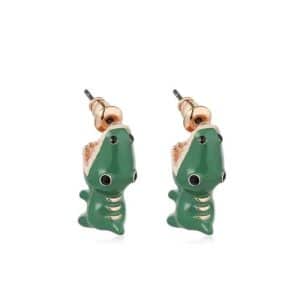 Metal Green Gator Chomp Earrings