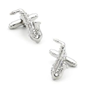 Silver Saxophone Cufflinks