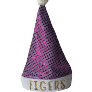 Metallic Purple TIGERS Sequin Santa Hat