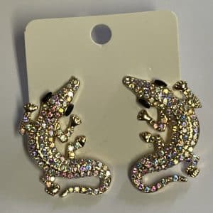 AB Rhinestone Alligator Earrings