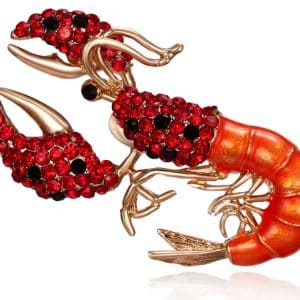 Rhinestone Crawfish Brooch
