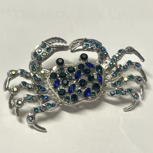 Blue AB Crystal Crab Brooch