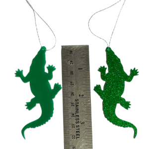 3.75” Green Glitter Acrylic Gator Ornament