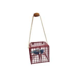 Red Metal Crab Trap Ornament