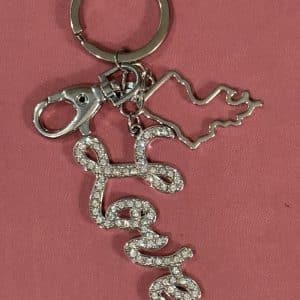 Rhinestone Love Keychain with Louisiana Charm